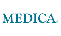MEDICA logo on black background.