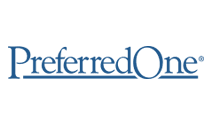 PreferredOne logo on a black background.