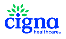 Cigna Healthcare logo with green leaf design.