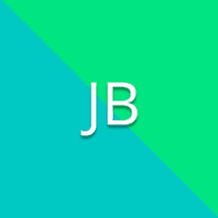 Diagonal split green turquoise background, JB initials.